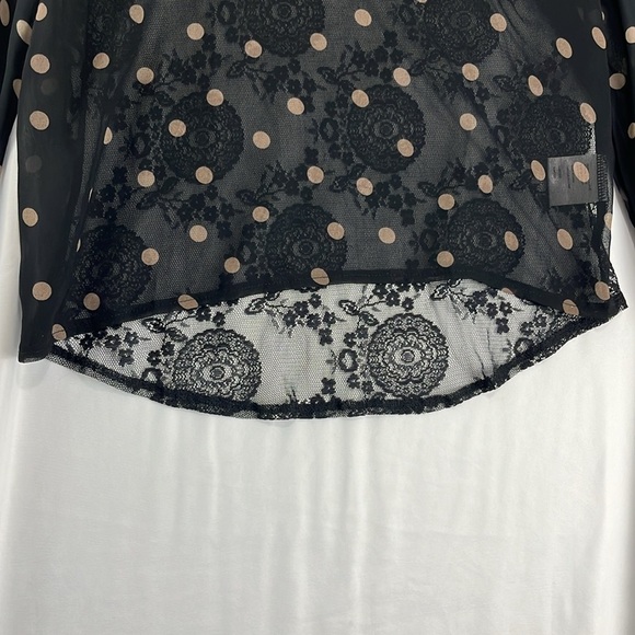 Ged London Polk Dot and Patterned Sheer Mesh-Lace Sheer Long-Sleeved Shirt - Picture 4 of 9